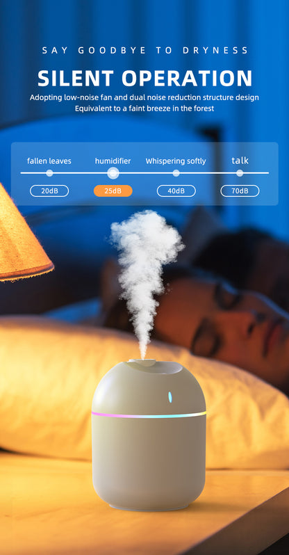 270ML Air Humidifier Cool Mist Aroma Diffuser LED Night Light  power-off protect USB Humidificador For Home Office